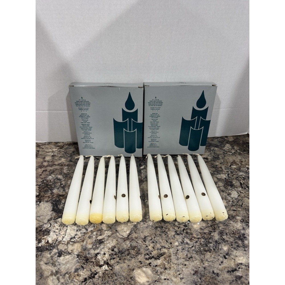 PartyLite UNSCENTED IVORY 6" Taper Candles P0611 Dinner Set of 6 NIB Qty 2 Boxes